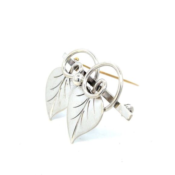 Georg Jensen Estate Vine Leaves Brooch Silver GJ33 - Picture 5 of 15